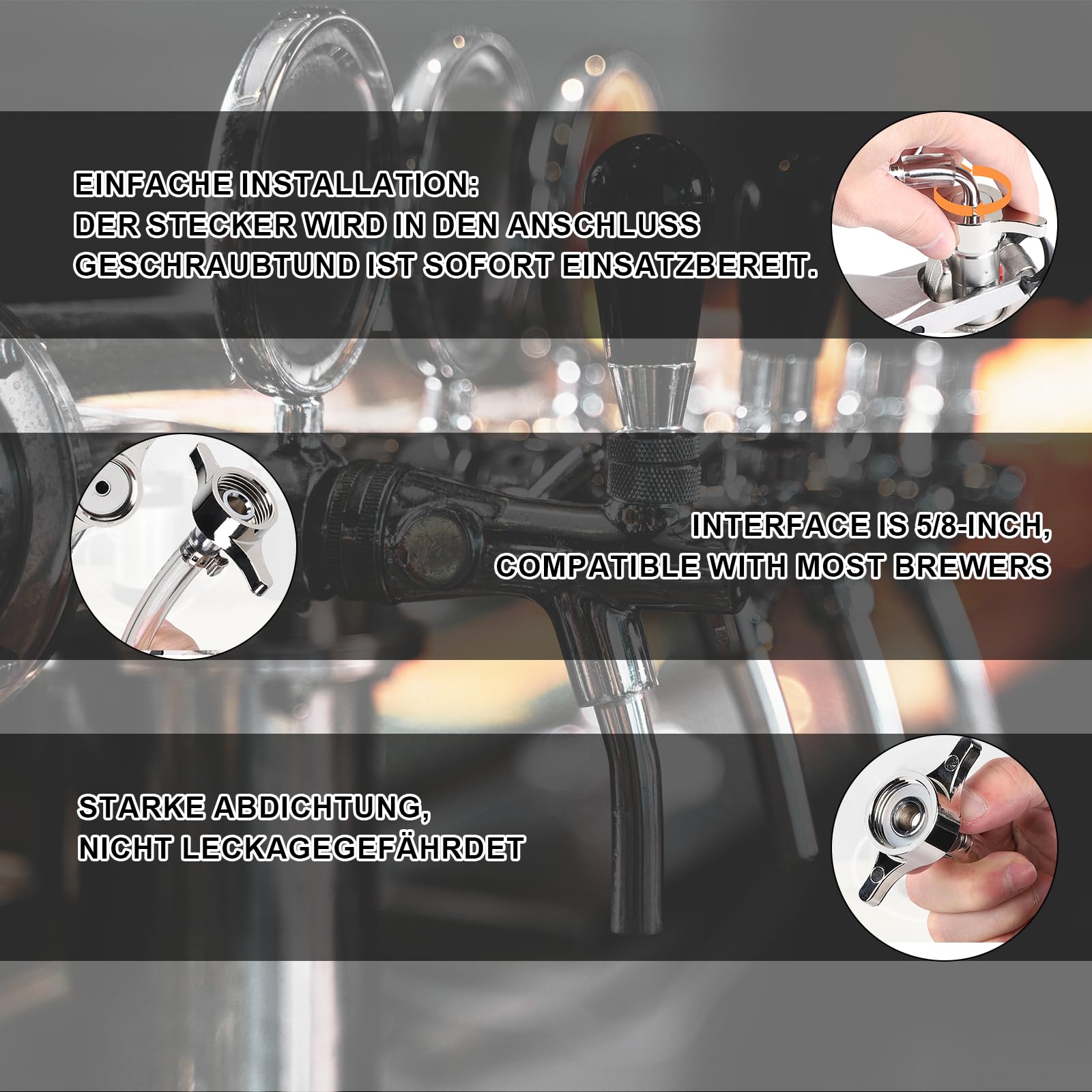 Einstellbarer Bierhahn G5/8, Bierzapfhahn Chrome Bier Zapfhahn, Bierhahn Langschaft Edelstahl für Hause Bier Bar Restaurants Spender Weinwerkzeuge Home Brewing Zubehör