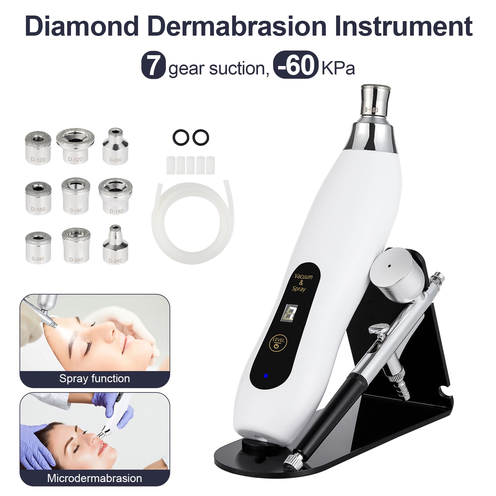 Macchina per microdermoabrasione diamantata, 7 modalità di aspirazione, macchina professionale per microdermoabrasione con aerografo, dispositivo di rimozione dei punti neri, dispositivo per