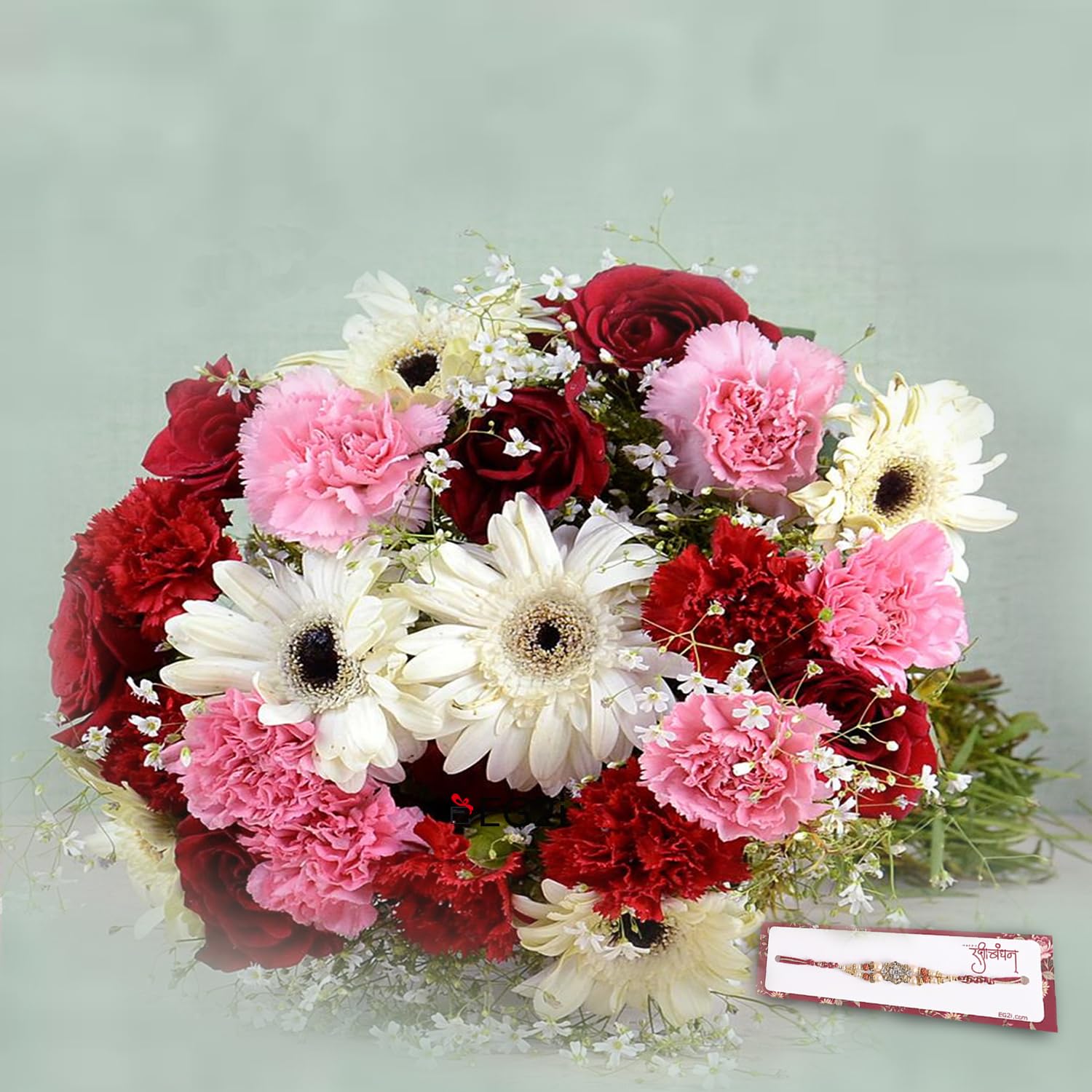 EG2i Fresh 15 Mixed Rose Flower Bouquet With Roli, Chawal, 2 Rakhi Set & Gift Wrapping | Special Bunch for Rakhi Festival, Brother & Sister Gift | Real Bookey Flowers Rakshabandhan | Same Day Delivery-image-36