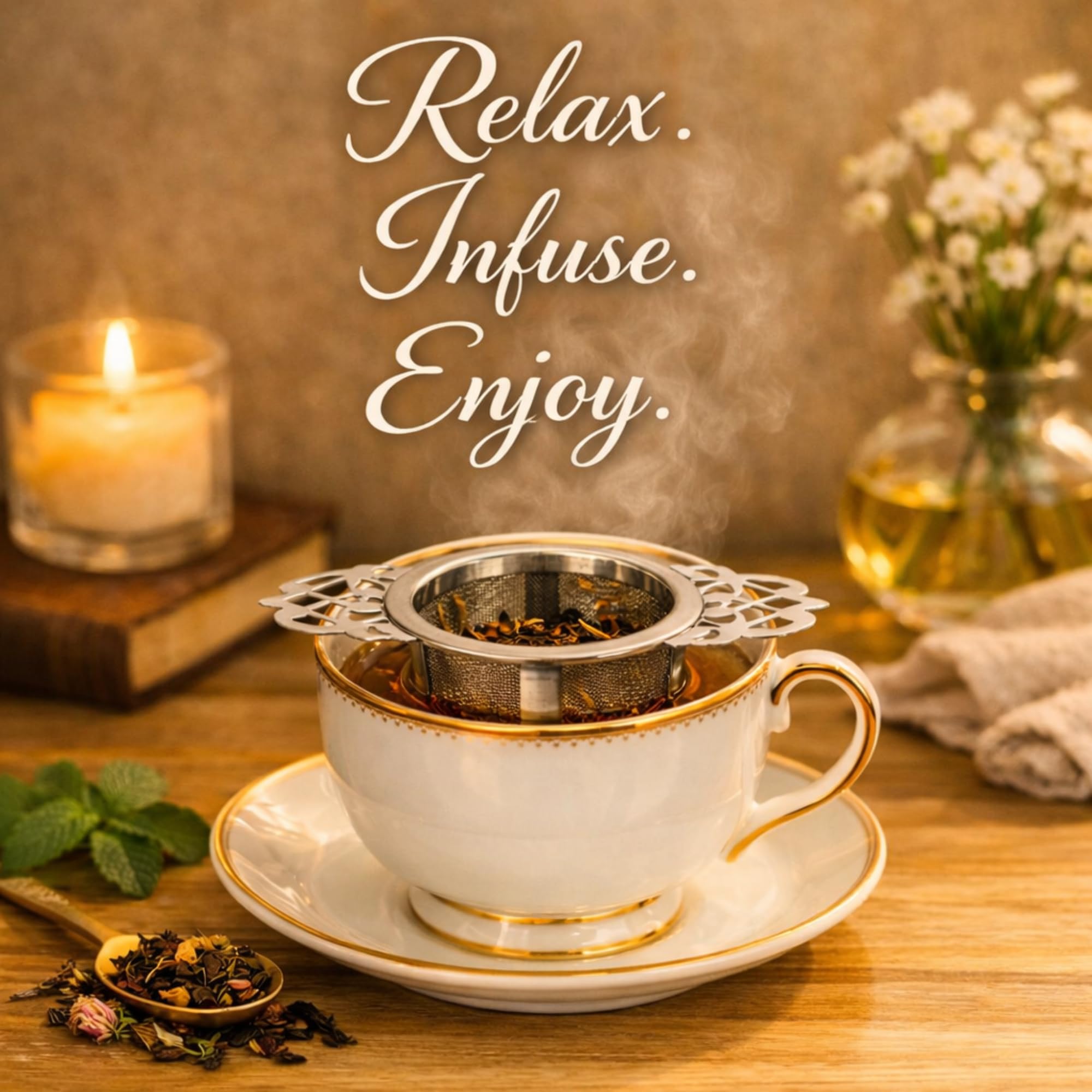 Infusor de colador de té de malla fina de acero inoxidable
