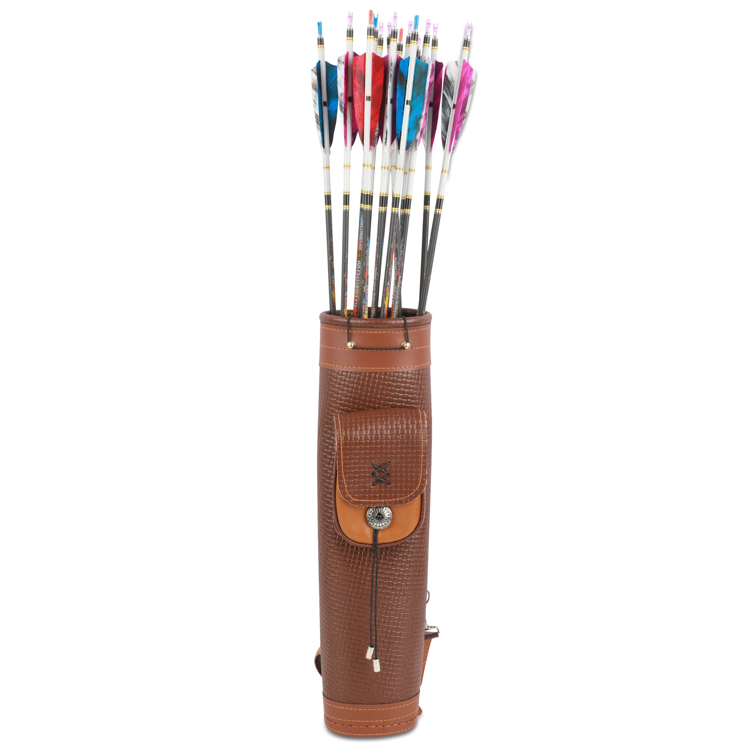 Carquois De Flèches En Cuir Pour Tir à L'arc – Capacité 24 Flèches, Ajustable, Pour Jeunes Et Adultes