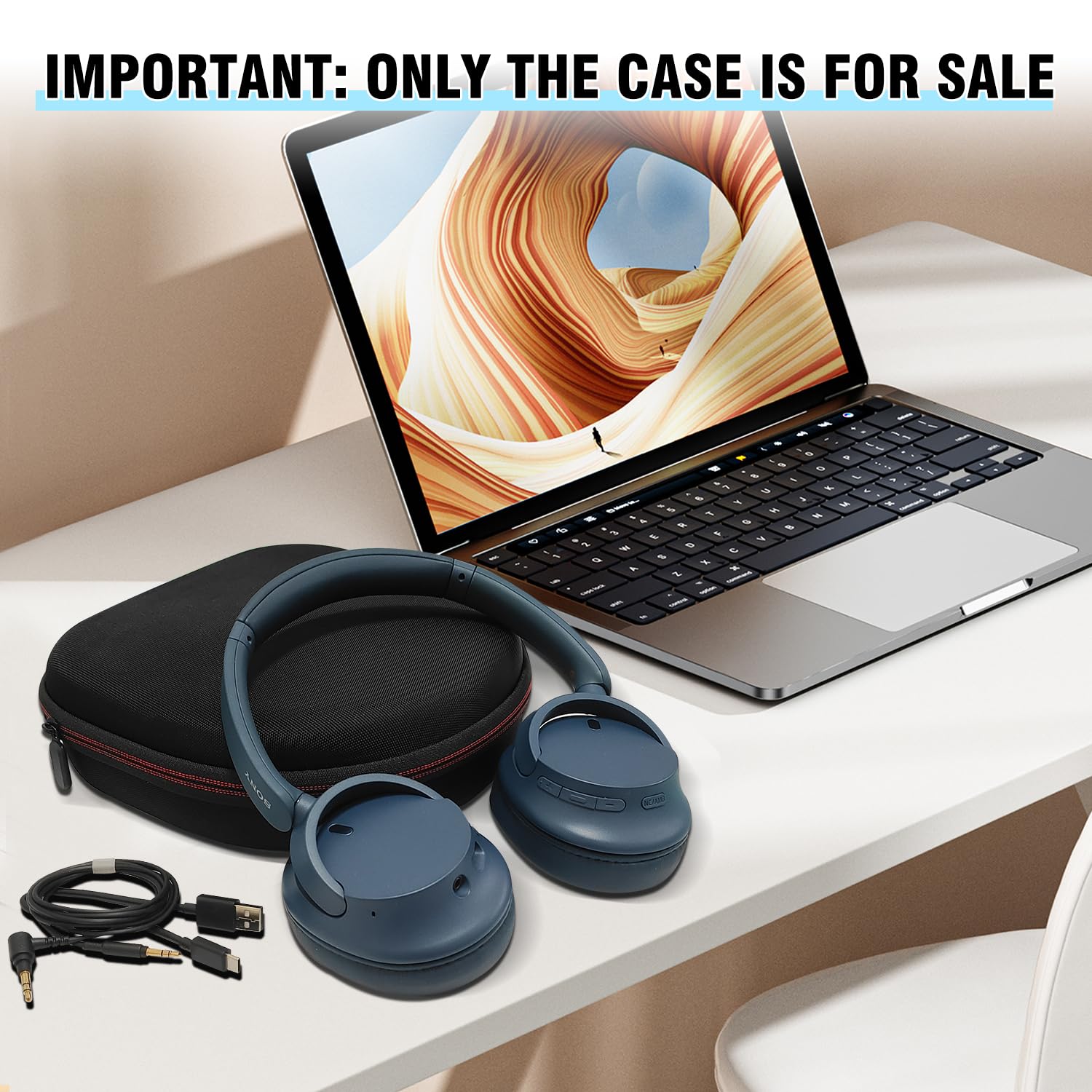 Funda rígida protectora para auriculares Sony WH-CH720N/WH-CH700N/WH-CH710N, bolsa de almacenamiento de viaje duradera (solo funda) (negro)