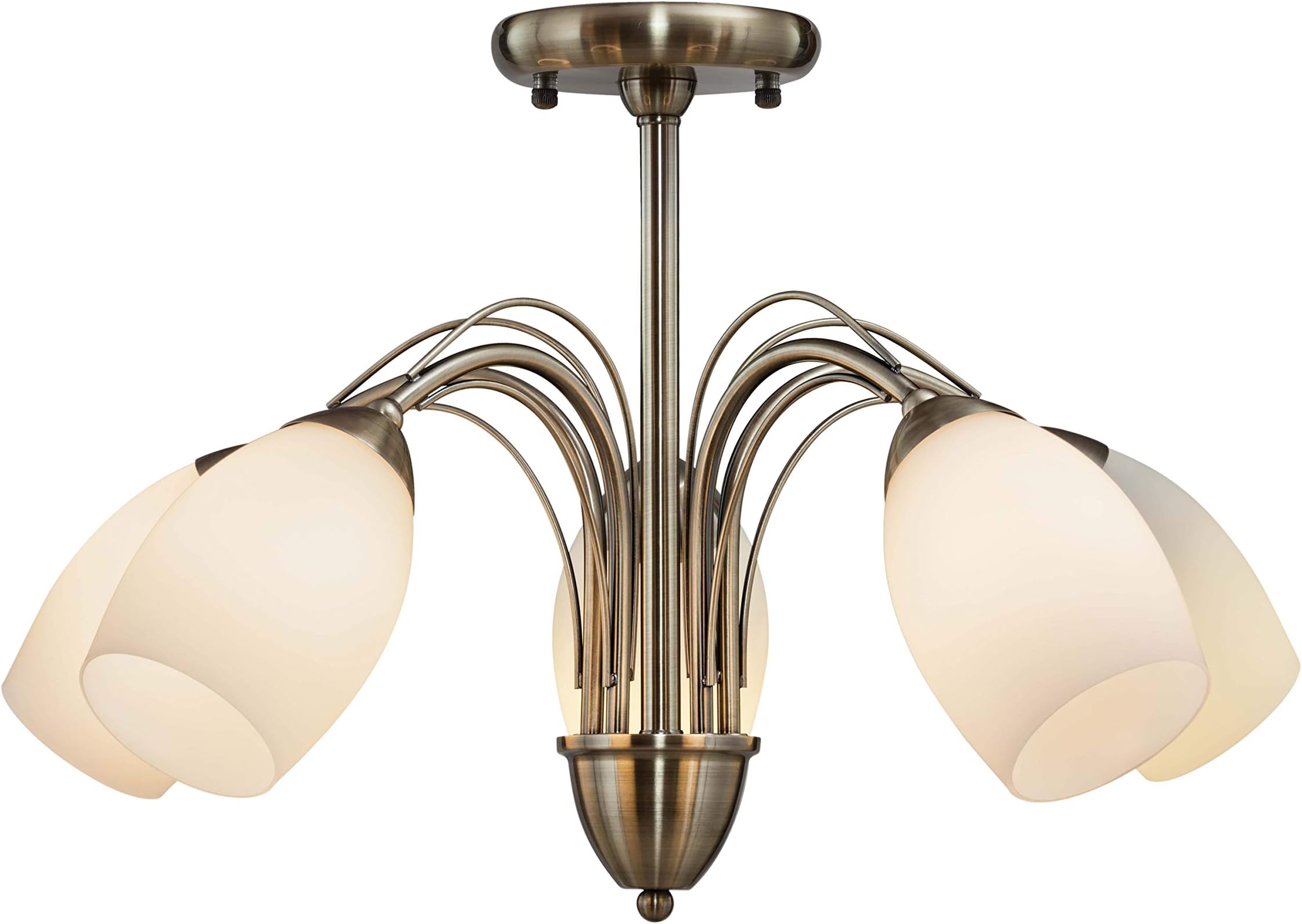 TISVA Tulipe CP5001 Borosilicate Glass 5 Heads Chandelier (Brass Finish)