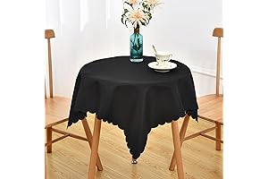 36 x 36 Black Tablecloths, Polyester Fabric Washable Square Tablecloth 2 Pack...