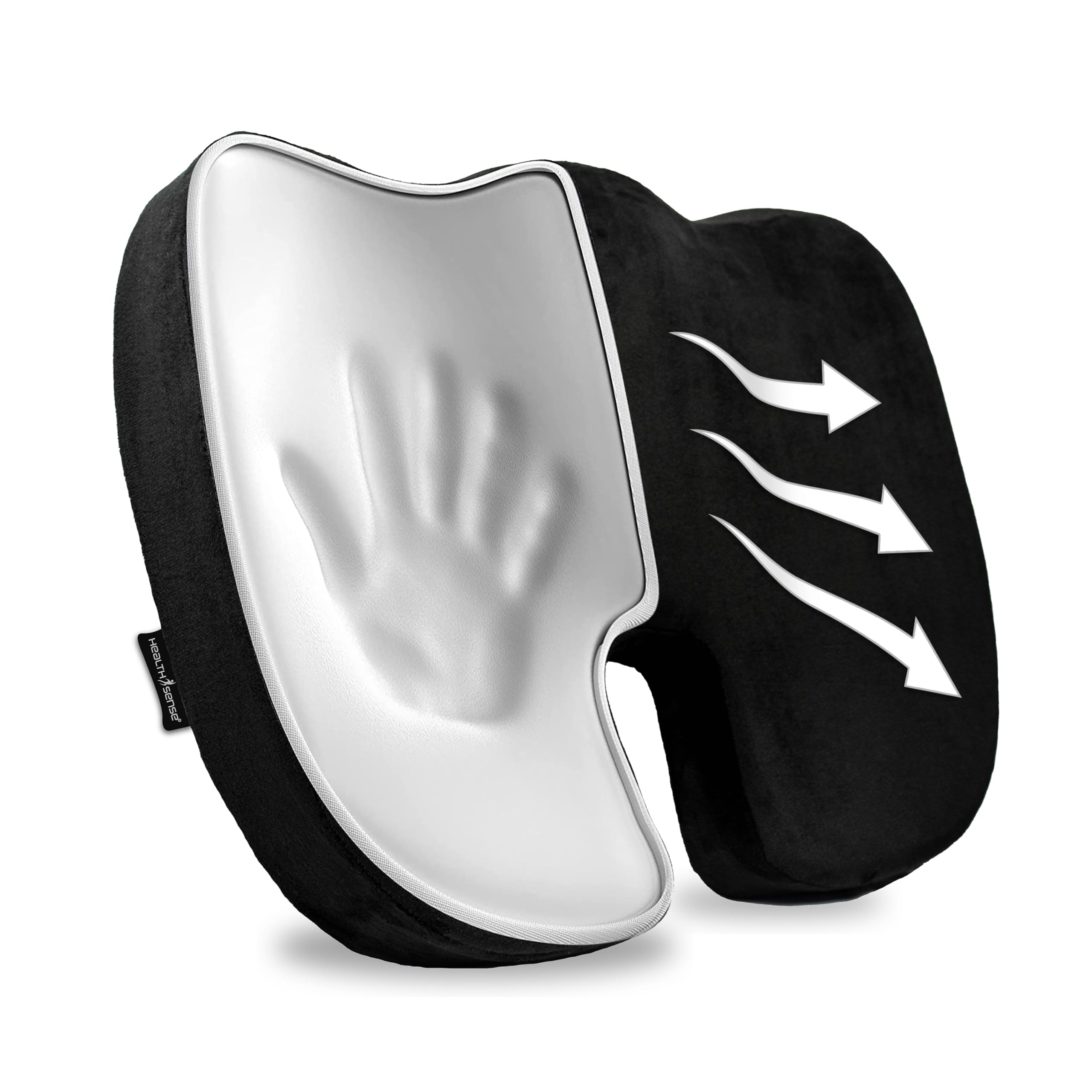 HealthSense Coccyx Cushion for Tailbone Pain Relief, Memory Foam Seat Cushion for Car & Chair with Charcoal-infused Memory Foam, Anti-Slip Back & Washable Premium Velvet Cover - Soft-Spot CC 50 (B09N7D61J8) Amazon Price History, Amazon Price Tracker