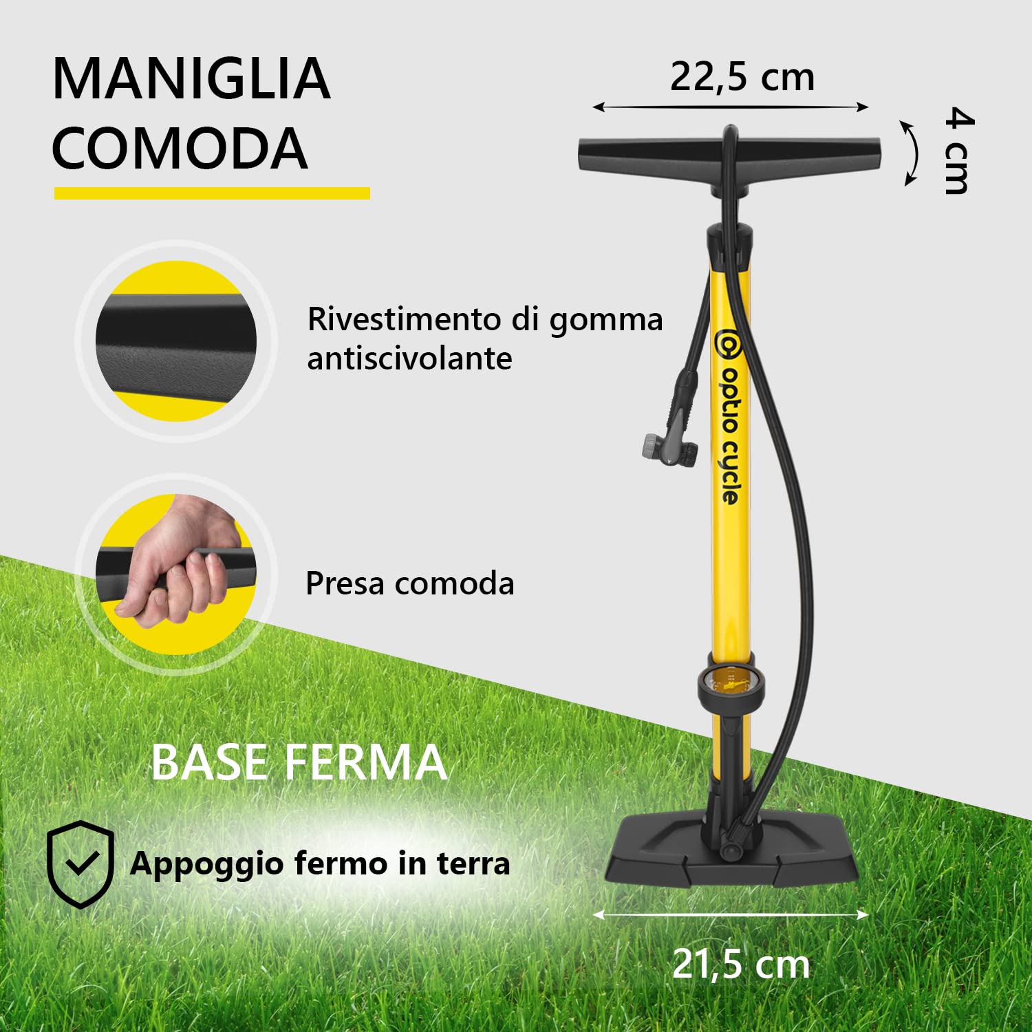 Pompa Bicicletta da Pavimento 11 Bar/160 PSI con Manometro per Valvole Presta e Schrader per Bici da Corsa, MTB, E-Bike
