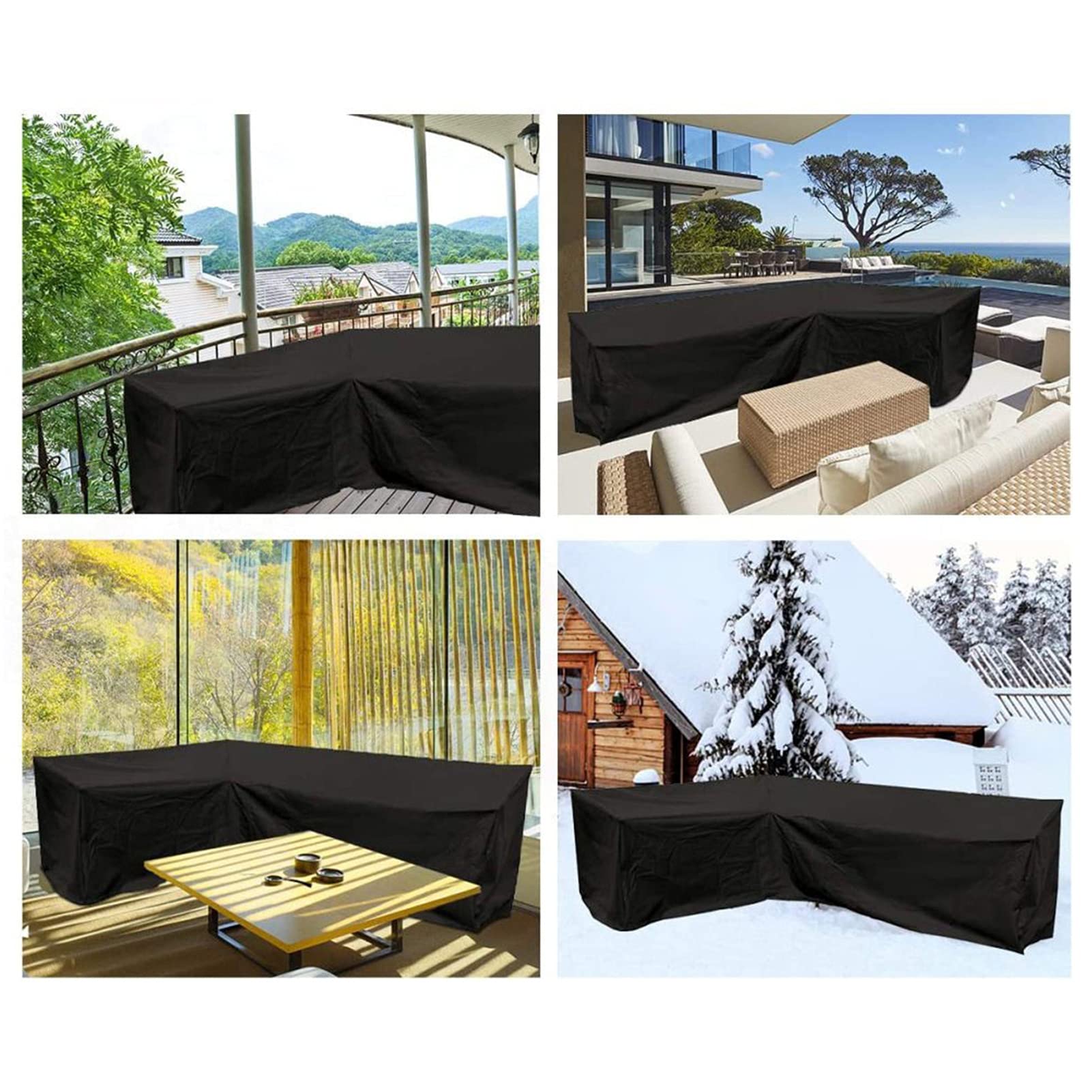 Coperture Per Divani Da Giardinoc, copertura mobili giardino,210×270×90CM 210D Poliestere Copertura di Panca Impermeabile Copridivano a forma di L Sinistra corta-destra lunga