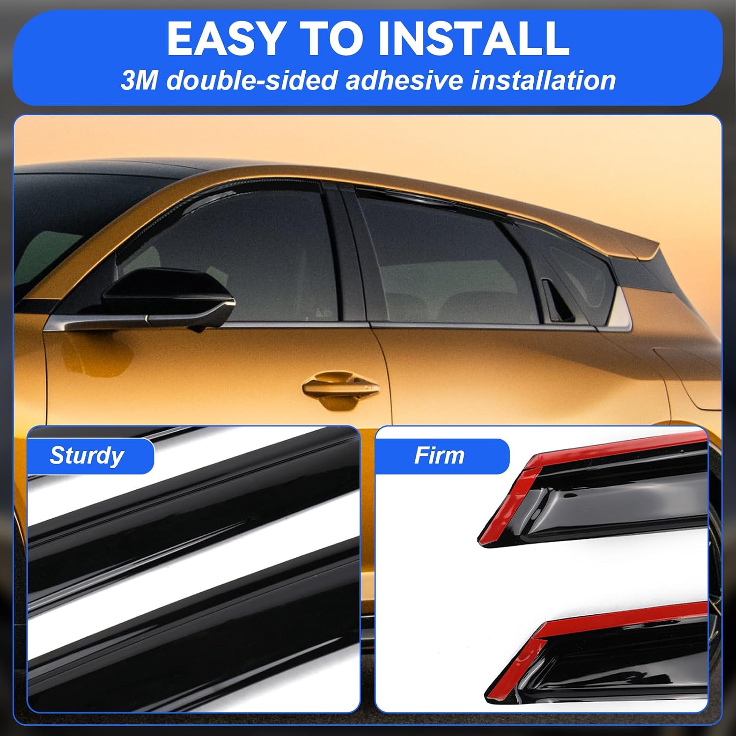Tape-On Window Visors Rain Guards for 2025 2026 Kia K4, Window Deflectors, Reduce Wind Noise & Weather Protectionr for 2025 2026 Kia K4 Accessories (4 PCS)