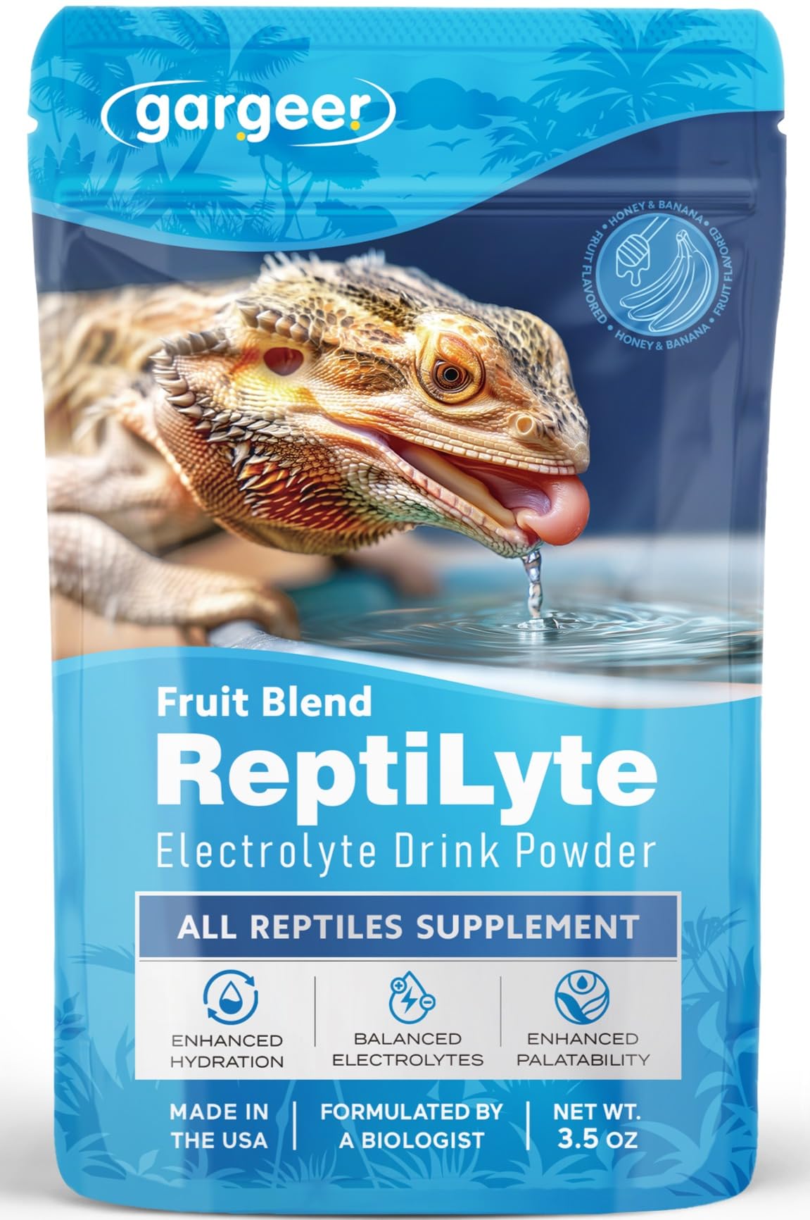 Gargeer 3.5oz Reptiles Electrolyte Drink Supplement with Fruits. USA Made