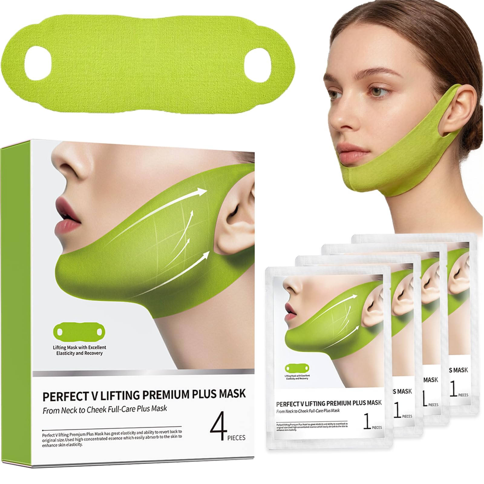 V-Line Lifting Kollagenmaske (5 Stück) zur Reduzierung des Doppelkinns | Strafft Kinn- und Halspartie | Hyaluronsäure, Aloe Vera, Cica für Straffung und Konturierung