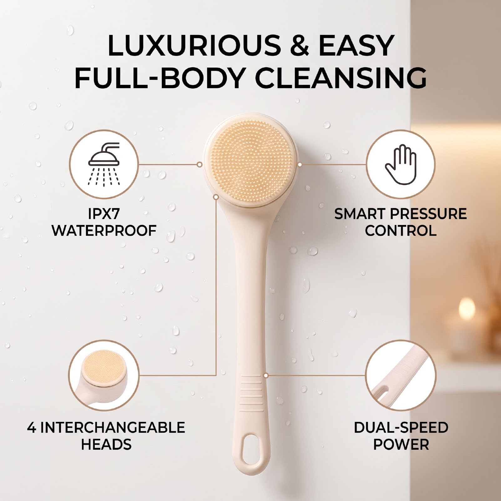 AUNMAS Brosse de Bain électrique, épurateur de Dos pour Douche