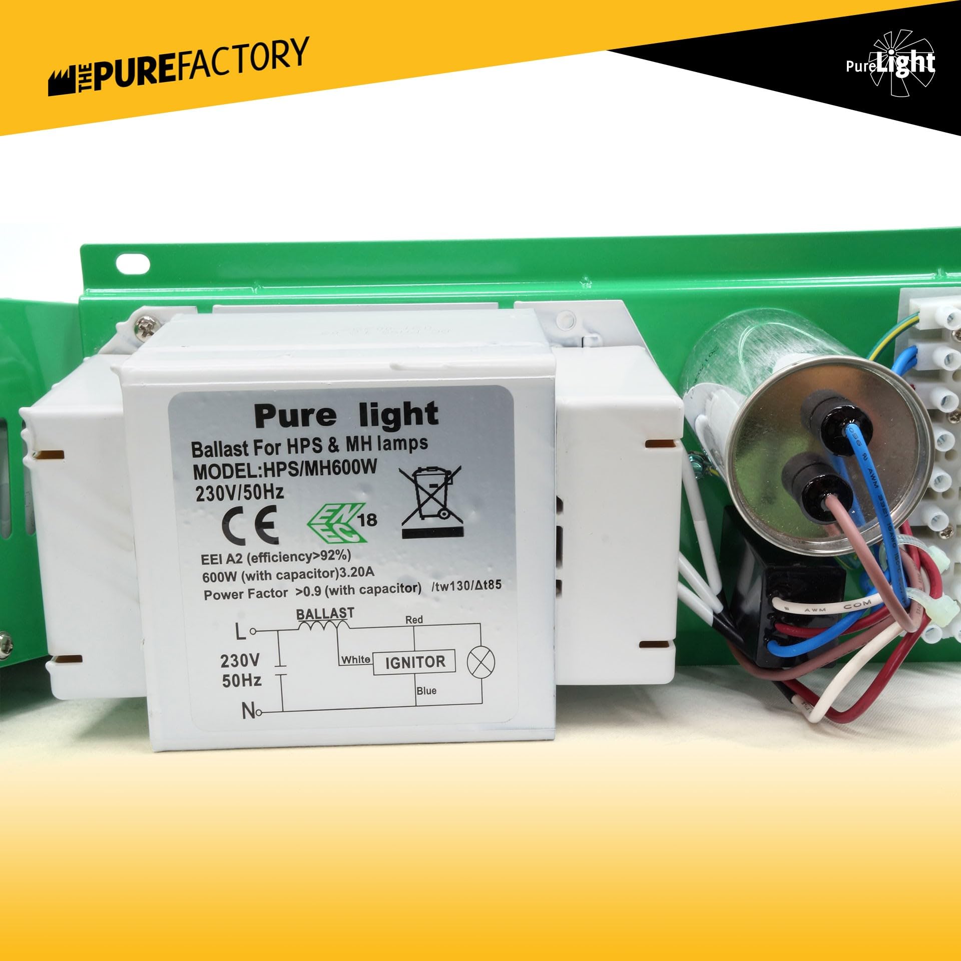 Balastro electromagnético cerrado de 600W | Compatible con lámparas HPS y MH | Eficiencia energética para crecimiento de plantas en interior | Ideal para cultivo de plantas