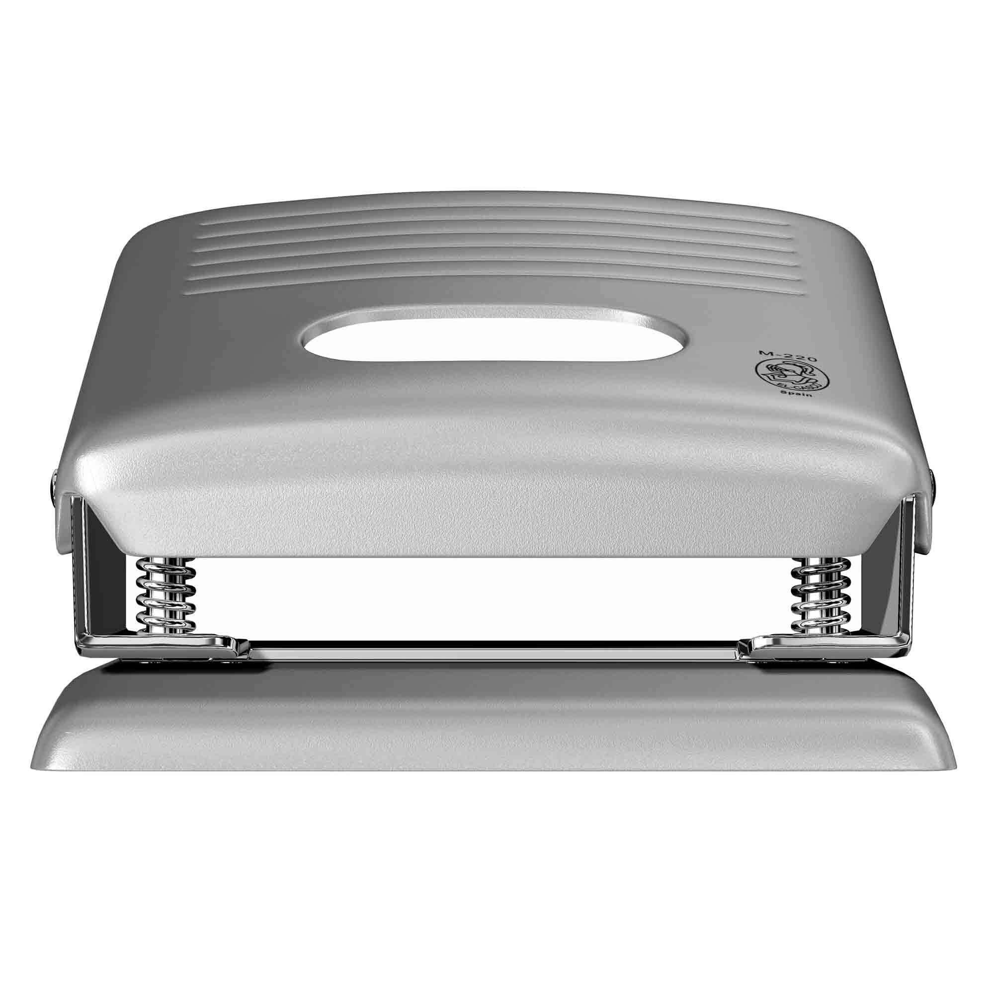 EL CASCO Perforatrice per carta M-220 CG, Cromata e Grigia, a 2 fori, distanza 80 mm