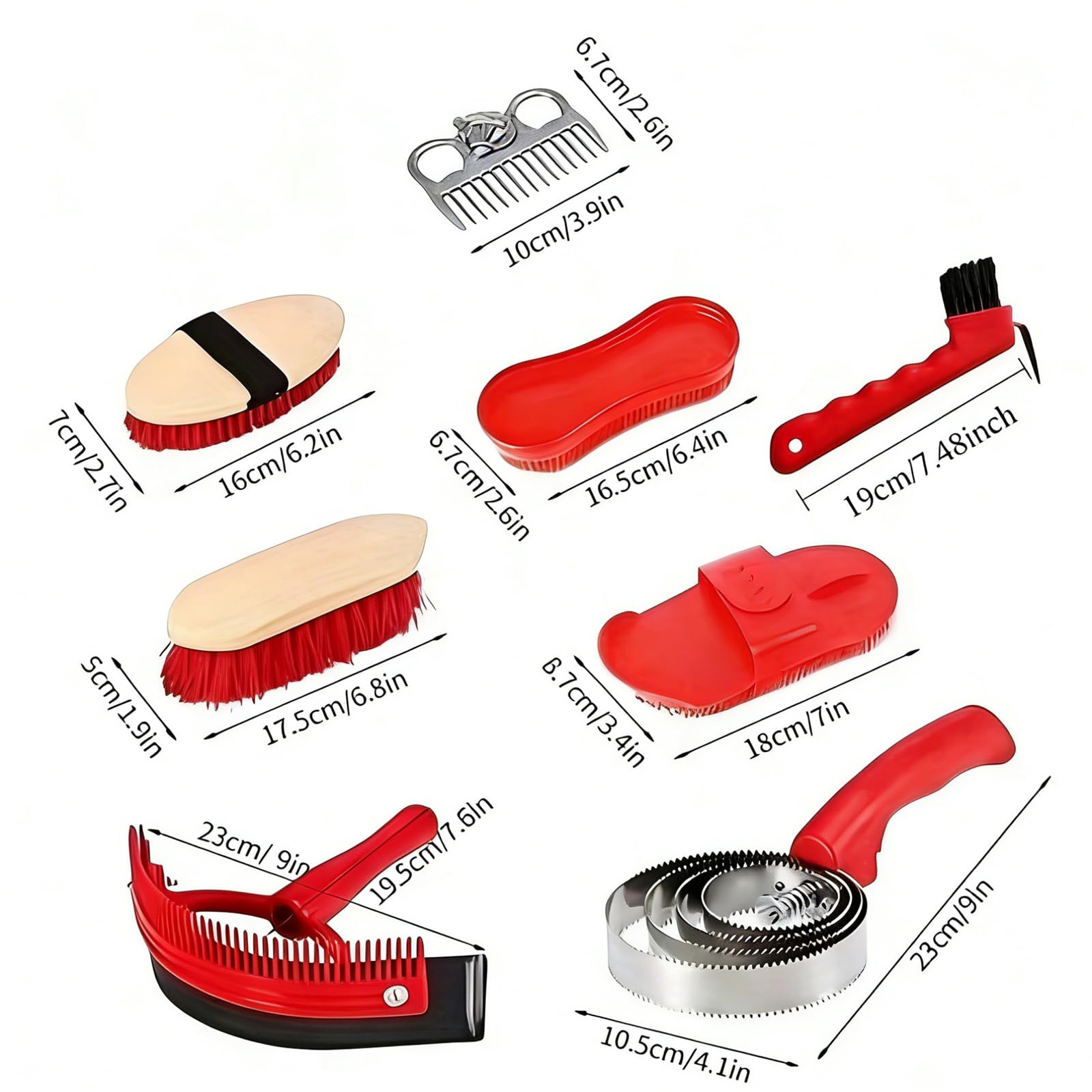 Juego de herramientas de limpieza de caballos con mango ergonómico, cepillos de durabilidad, peines para mantenimiento diario, cepillo resistente