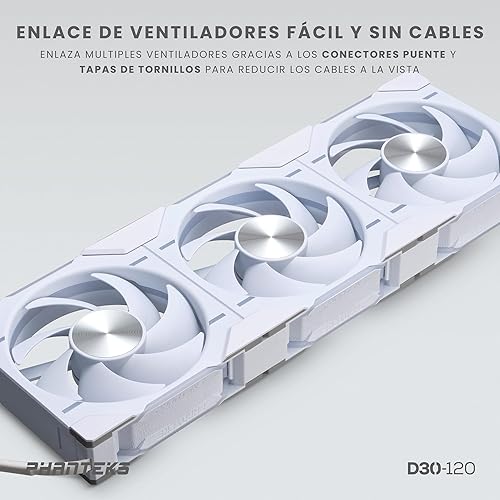 Miniatura 5 de Phanteks (PH-F120D30_DRGB_PWM_WT01_3P) D30-120 DRGB PWM Paquete de 3 ventiladores de rendimiento D-RGB premium, iluminación ARGBDRGB, sistema de