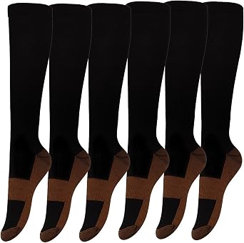 Compression Copper Socks For Women and Men - Best for Sports, Running, Athletic, Medical, Travel, Nurses, Yoga