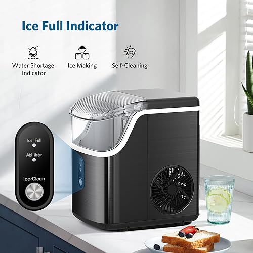 Miniatura 4 de COWSAR Nugget Ice Makers - Máquina de hielo de pellets masticables suaves para encimera, con función de limpieza automática, 35 libras24 horas,