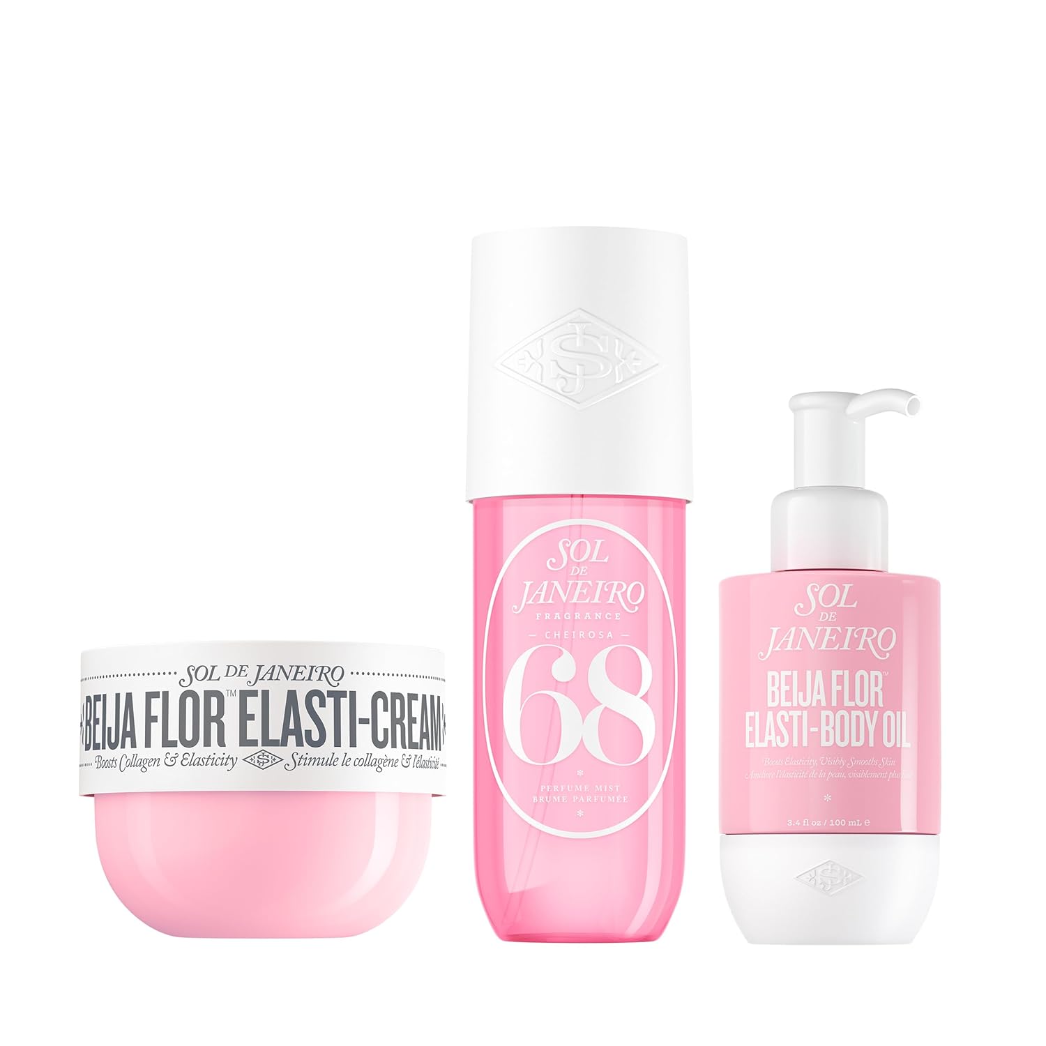 SOL DE JANEIRO Beija Flor Body Routine Bundle | Beija Flor Elasti-Cream, Cheirosa 68 Perfume Mist, Body Oil | Self Care for Women | Amazon Exclusive