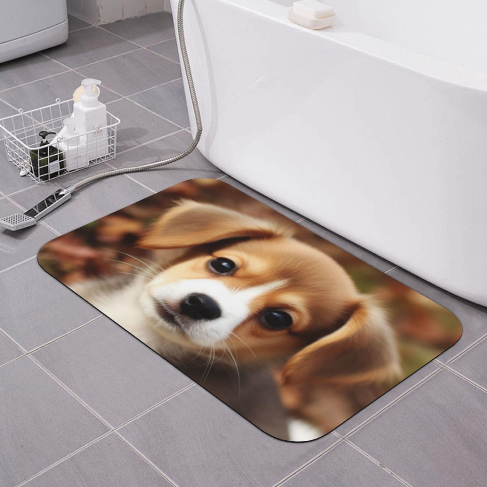 Tapis de bain en pierre super absorbant motif chien mignon 40x60cm