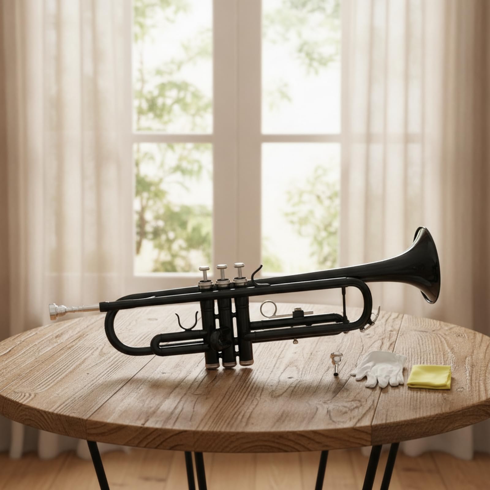 Tromba in Laccata Nera Tromba in Si Bemolle Tre Pistoni per Principianti, Musicisti, Studio, Scuola, Concerti