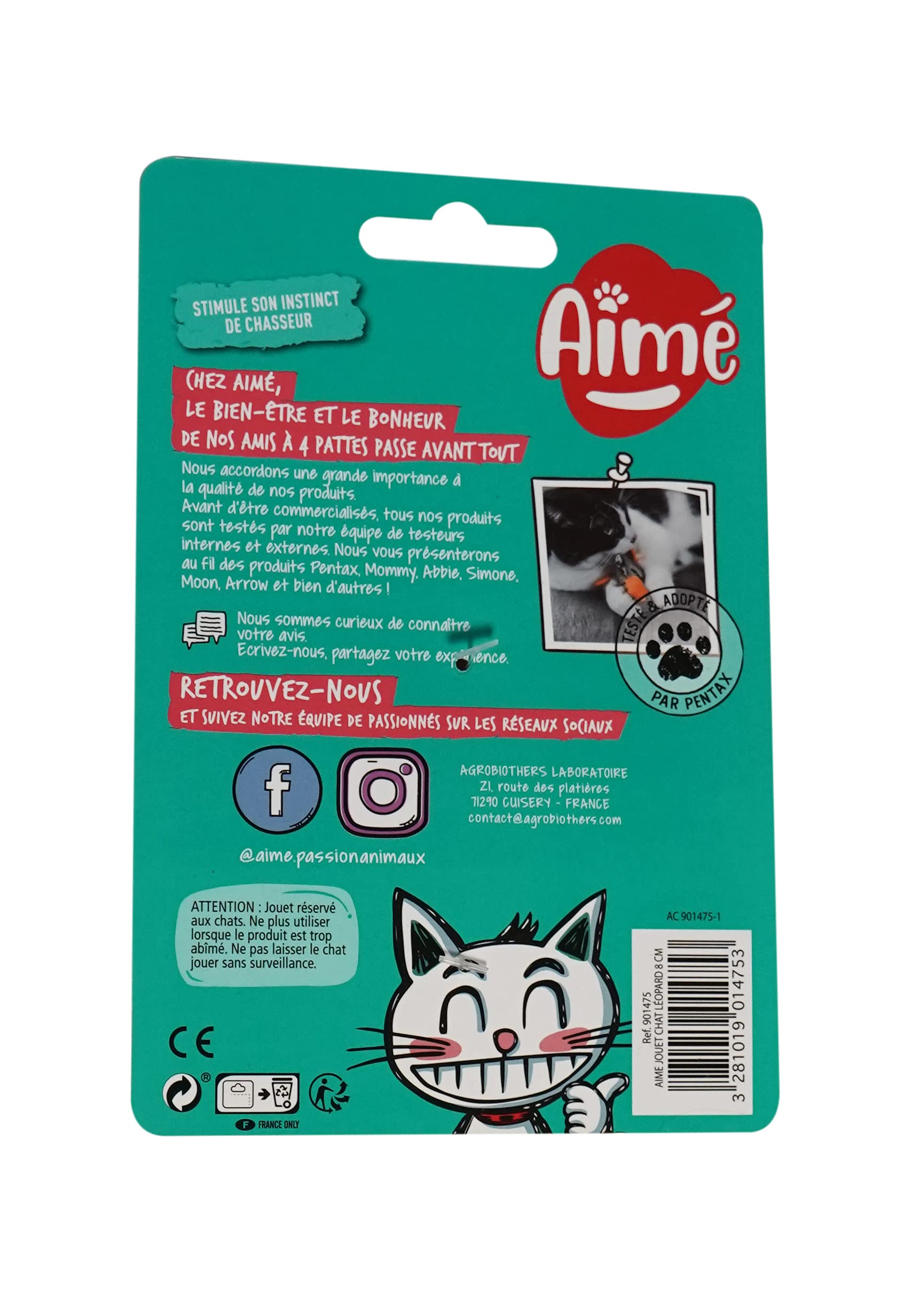 Image secondaire de Aime Jouet Interactif/Ludique Papier Bruissant Intégré Jeu de Chasse Jouet pour Chat Tête Léopard 8 cm