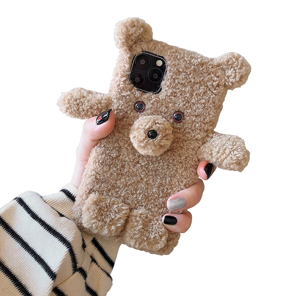 Coque iPhone 16 peluche antichoc étui fourrure chaud protection caméra en silicone souple