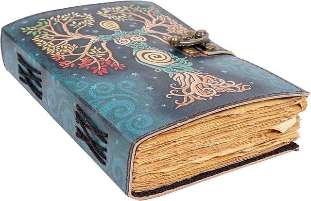Blank Spell Book of Shadows Journal with Lock Clasp Antique Handmade Deckle Edge Vintage Paper Leather Bound Journal for Women and Men |Travel Notebook for Writing