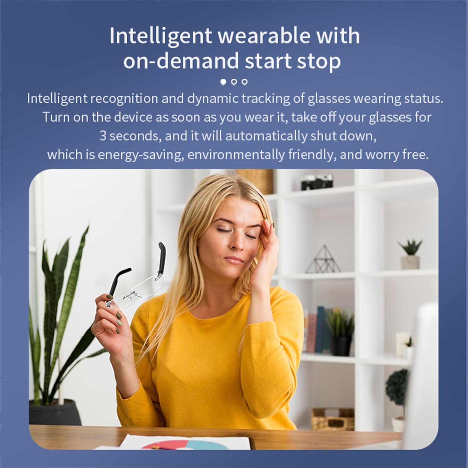 Smart Glasses for Men & Women - Frameless Bluetooth Glasses with Blue Light Filtering, Voice Assistant, Auto On/Off & Remote Photo Audio & Mic for Working Gaming - Black