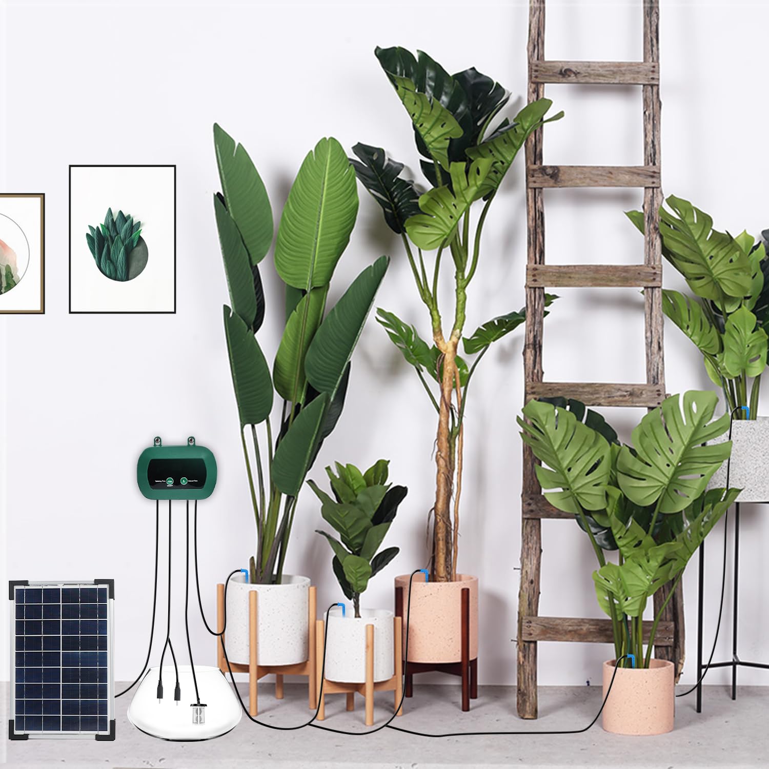 Sistema di irrigazione solare con 300 modalità, set di irrigazione a goccia automatico con tubo da 30 m, sistema di irrigazione solare per piante, giardino, balcone, serra e piante in vaso