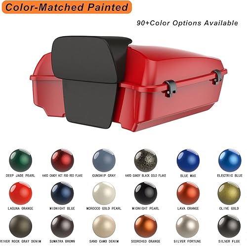 Miniatura 3 de Moto Onfire Billar rojo picado Tour Pack con almohadilla de respaldo Tour Pak Fit para Harley Touring 2014+, Maleta de viaje de equipaje mediano