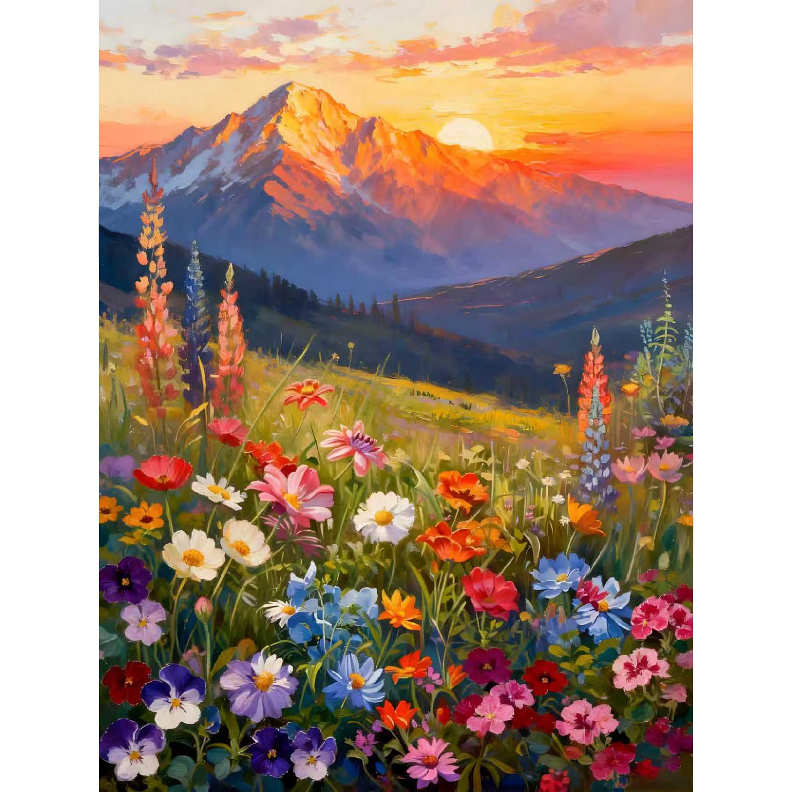 Jakener Mountains Paint by Numbers Kit for Adults Beginner,Easy Adult Paint by Number Kits on Canvas DIY Painting for Beginners Art by Numbers for Home Wall Decor 16x20Inch