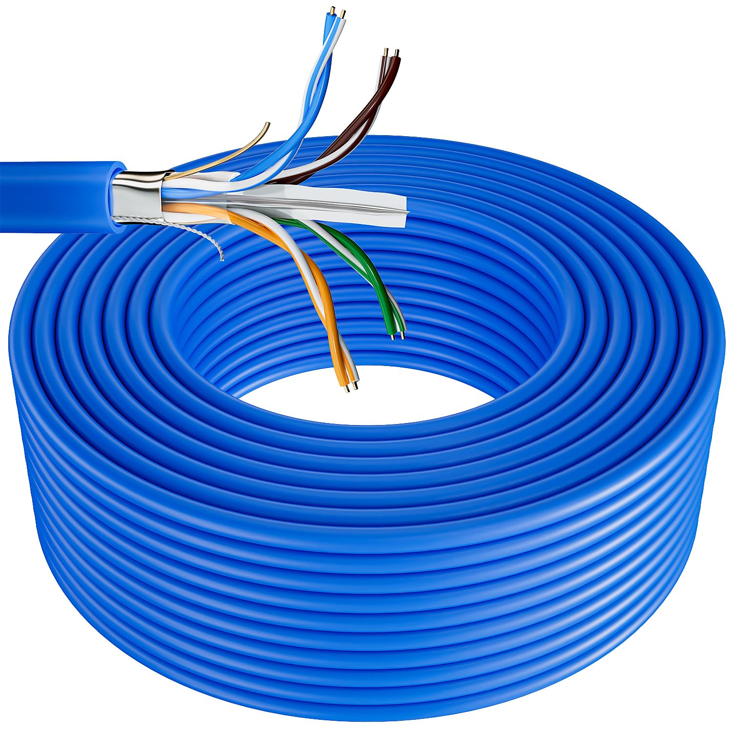 MEIPEK Cat6A Cavo Ethernet 100 metri, FTP Schermato Cavo di Rete 100m, Interno/esterno Impermeabile Sepoltura Diretta Cavo Internet, 24AWG Gigabit Cavo LAN Lunghezza personalizzabile(0-100m)