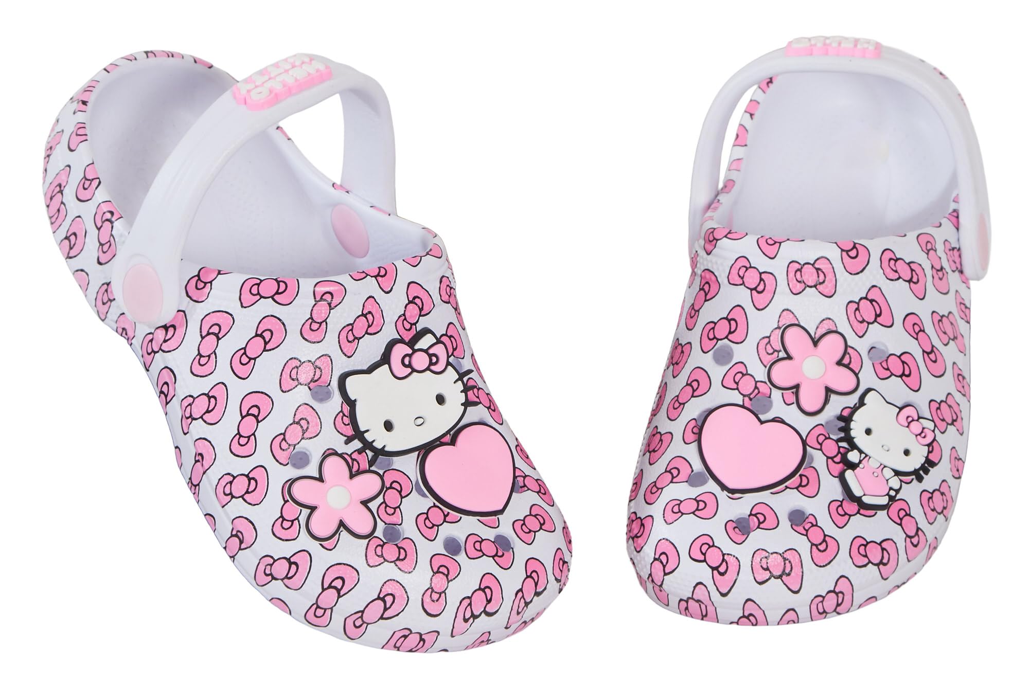 Hello Kitty Sabots pour filles avec breloques, badges, chaussures d'intérieur et d'extérieur avec sangle de cheville