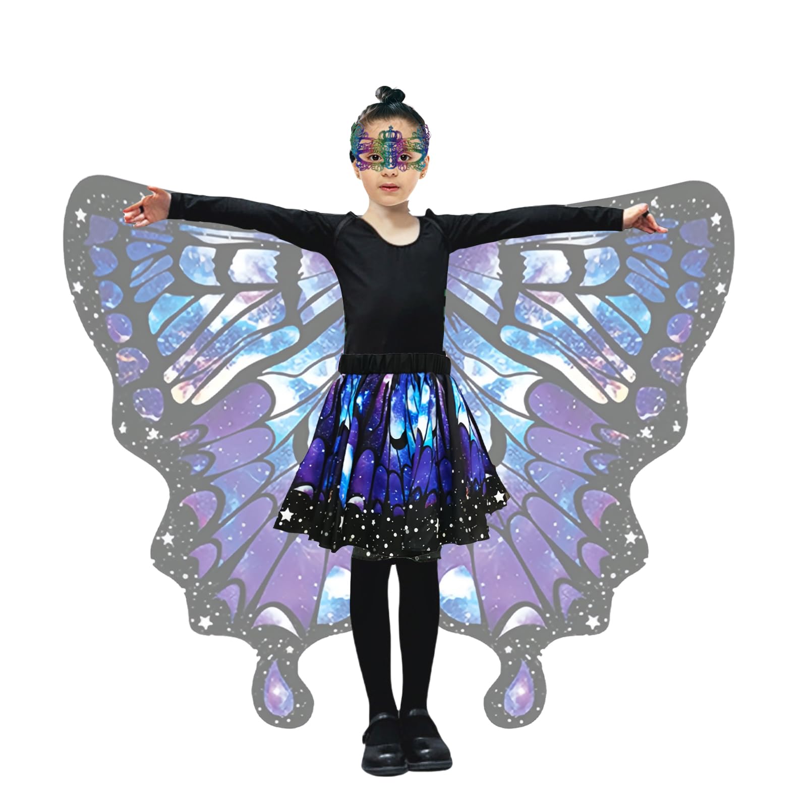 Déguisement Ailes De Papillon Pour Enfant – Cape, Bandeau, Voile Et Tatouages – Carnaval, Halloween