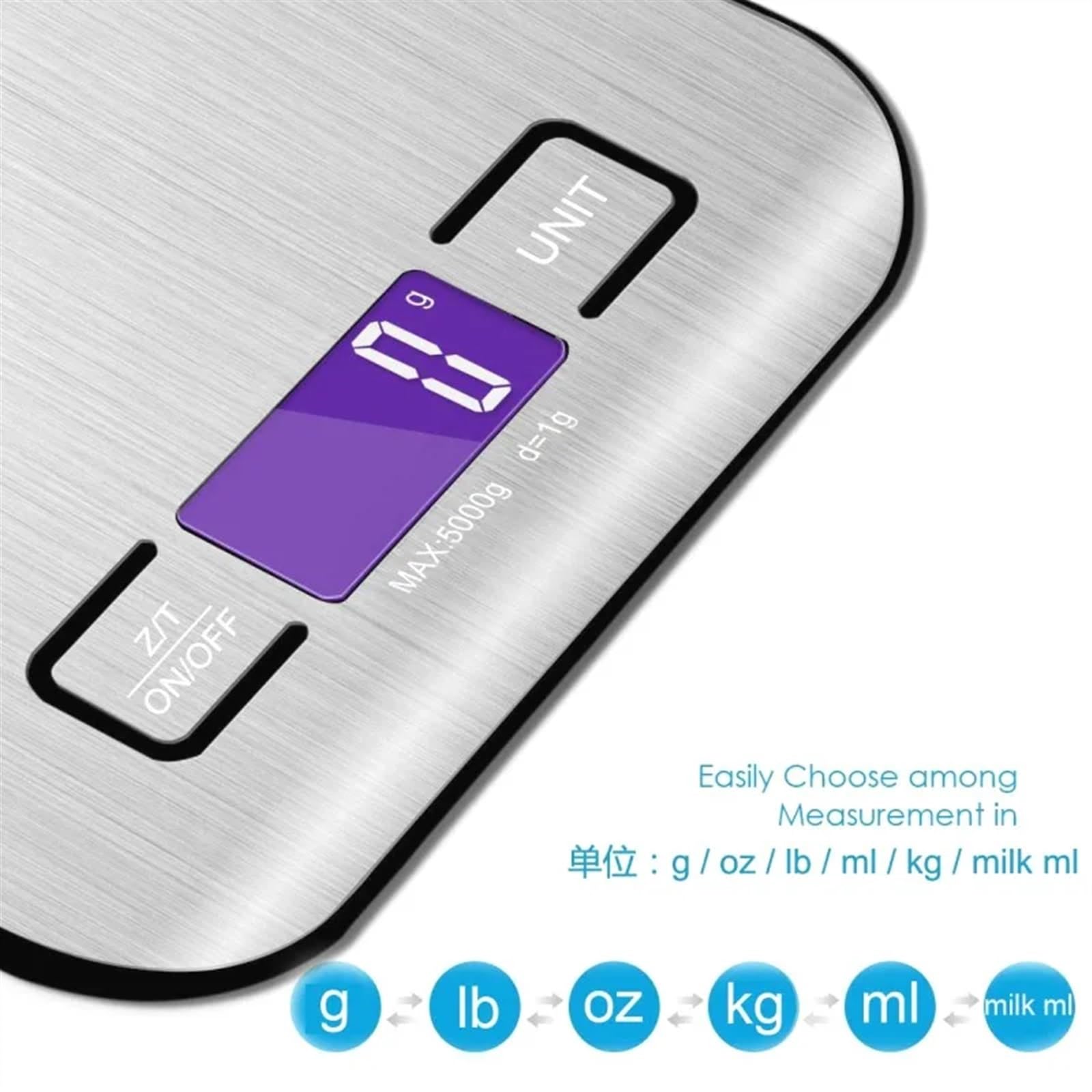 Balance de cuisine Balance de cuisine, balance alimentaire portable en acier inoxydable, balance numérique à batterie, balance alimentaire précise for la cuisine Fournitures de cuisine (Color : White