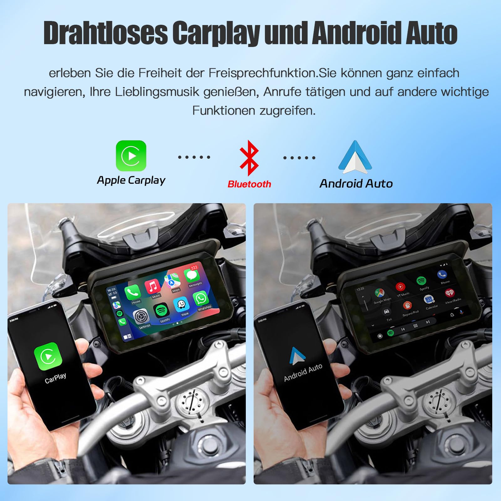 Moto Touch Screen CarPlay 5 Pollici GPS Portatile Wireless CarPlay Android Auto IPx7 Impermeabile Antifurto Siri Google Assistant