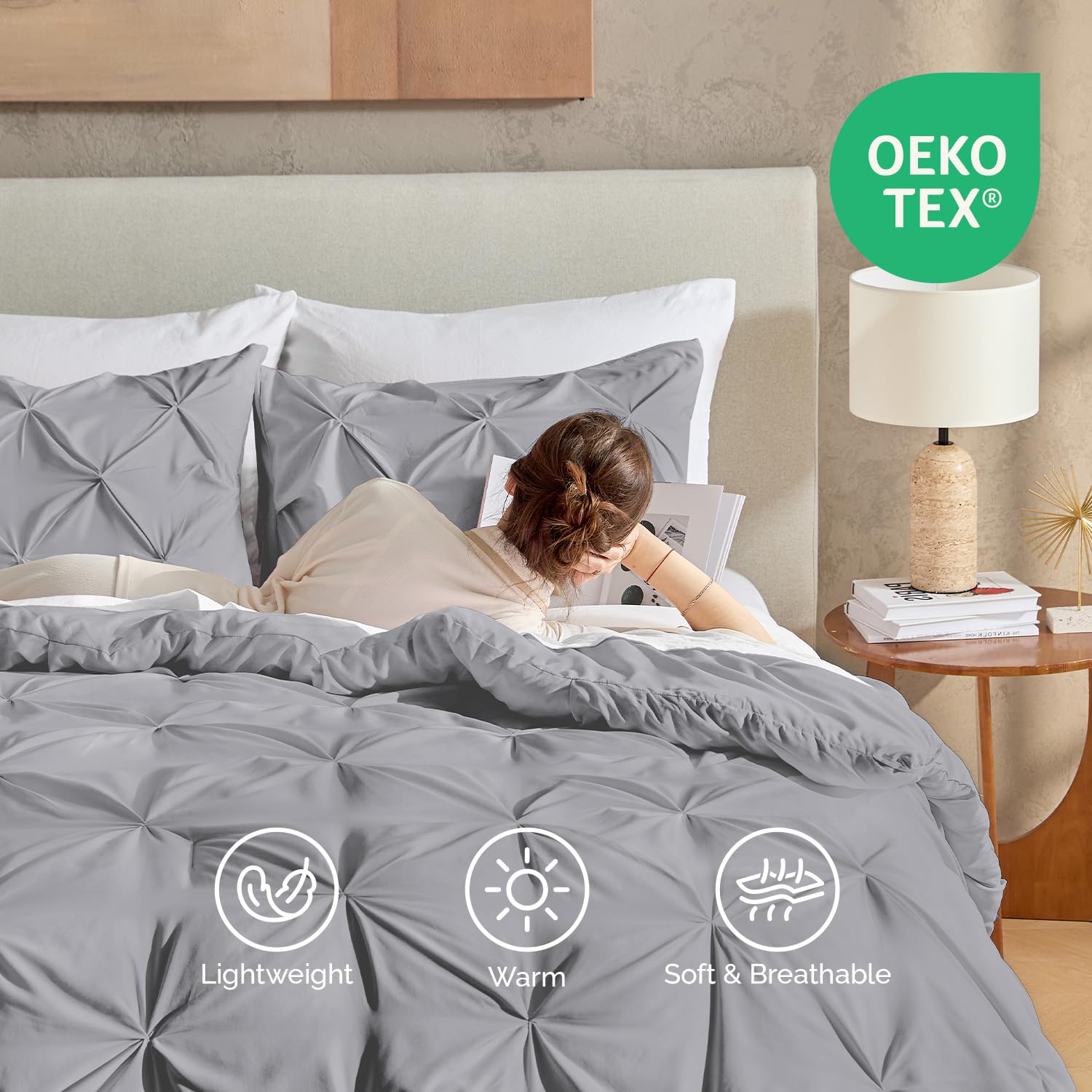 Amazon.com: Andency Twin Pinch Pleat Comforter Set (66