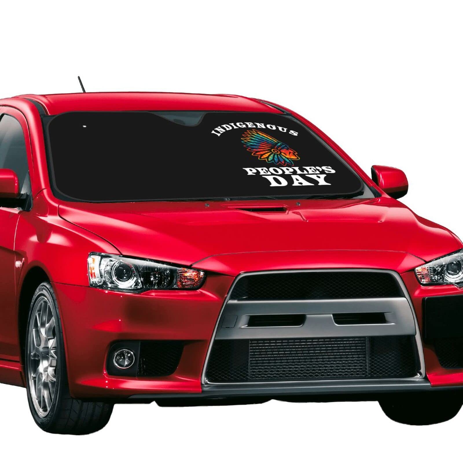 OKLRYNBV Windshield Sun Shade for Car Durable Bubble Aluminum Film Material Indigenous People Day Native American Car Sun Visor, Small, Black