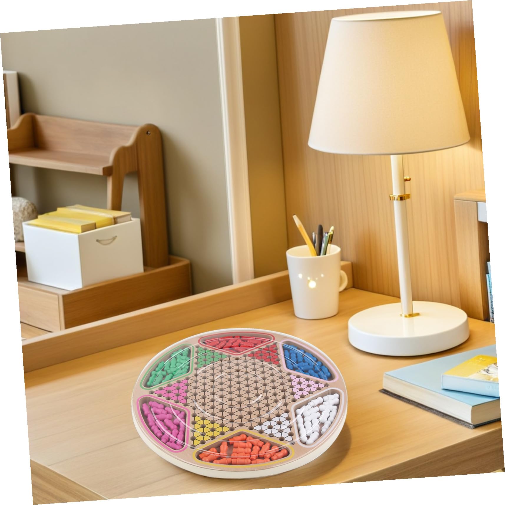 BESPORTBLE Jouet Deux Bois Marron Surface Lisse pour Garçon et Filles, Jeu de Dames Chinoises de Bureau Éducatif pour Apprentissage et Divertissement