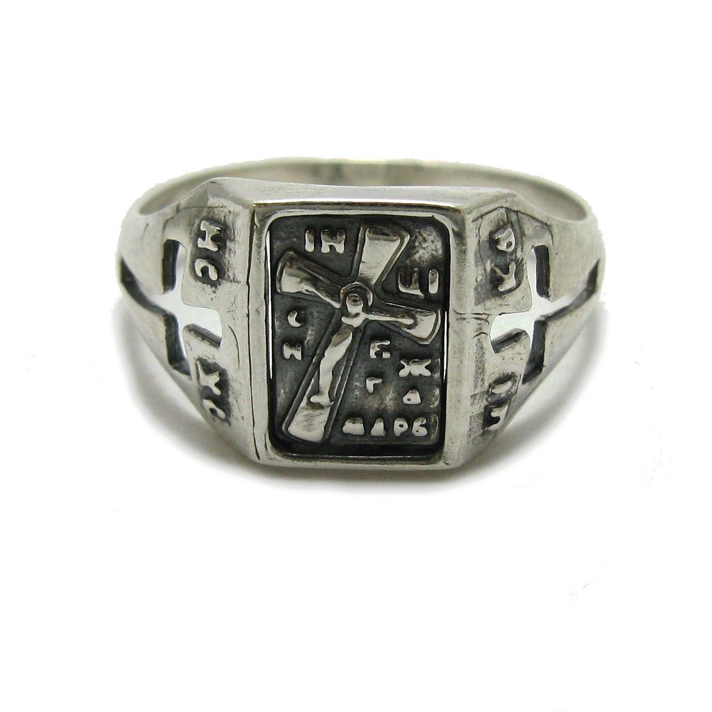Anillo de plata para hombre macizo Cruz 925 Guardar y preservar R001791