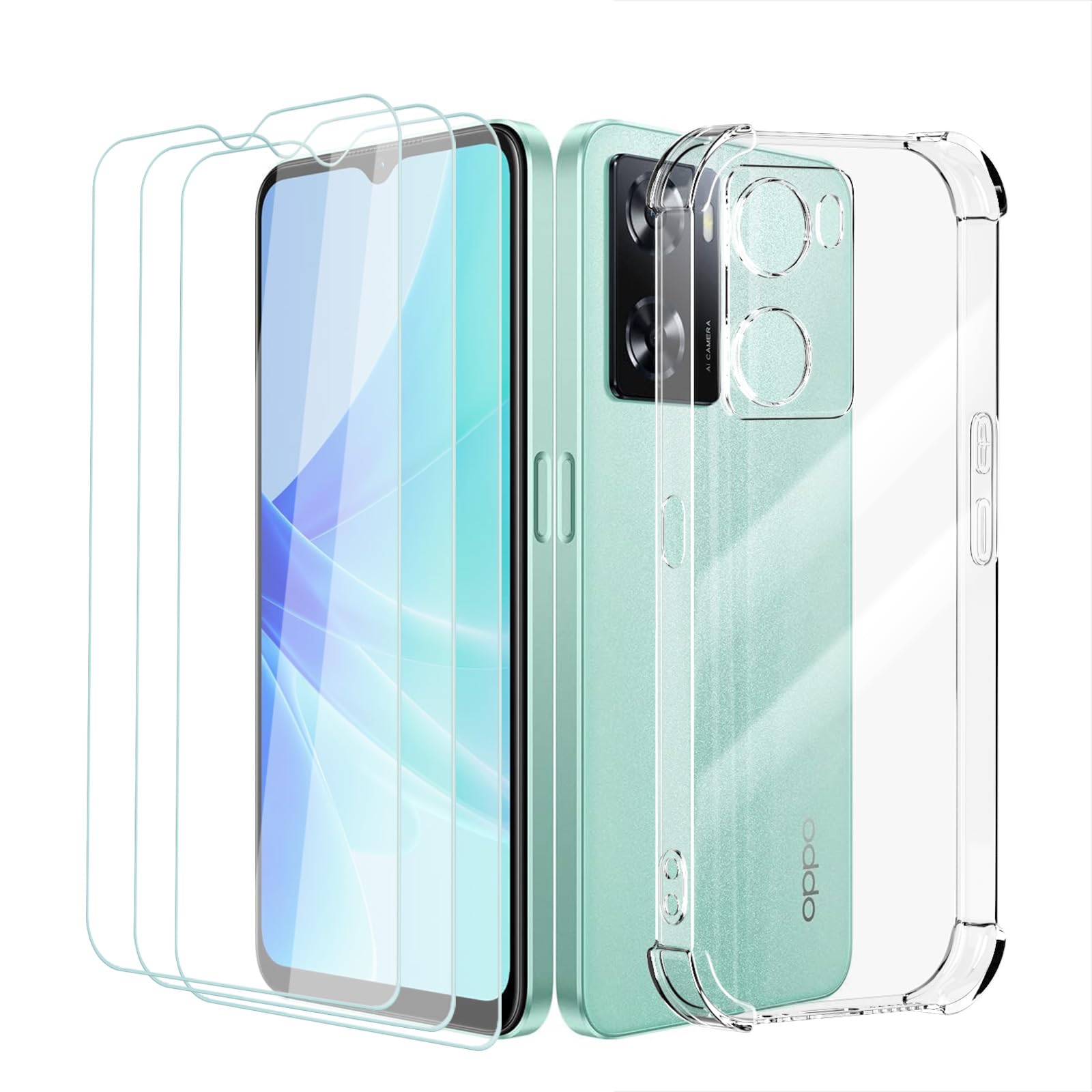 Cover per Oppo A57 4G/Oppo A57s/OPPO A77 5G + [3 Pezzi] Pellicola Vetro