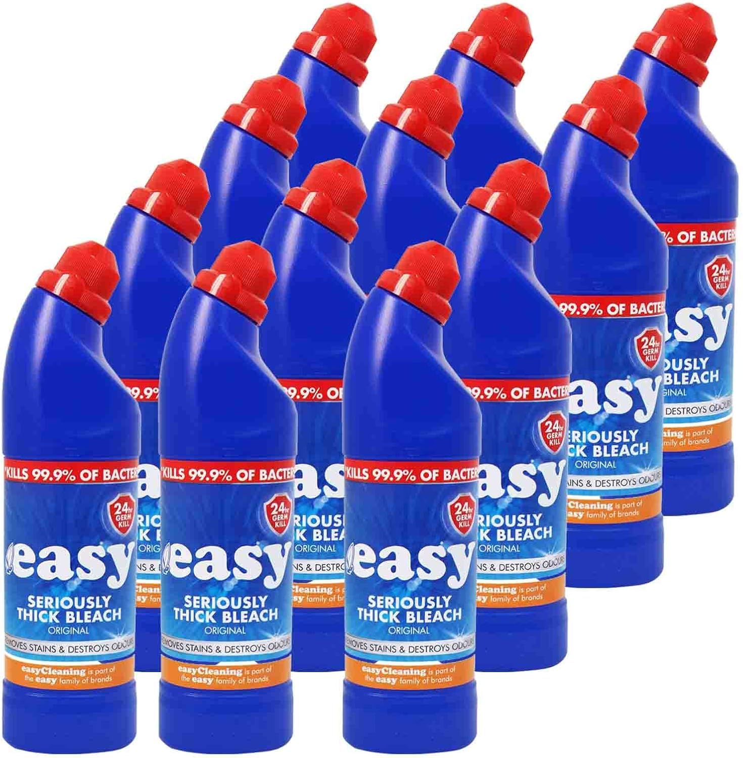Easy 24 Hr Thick Toilet Bleach Cleaner 750ml 12 Pack Thick Bleach