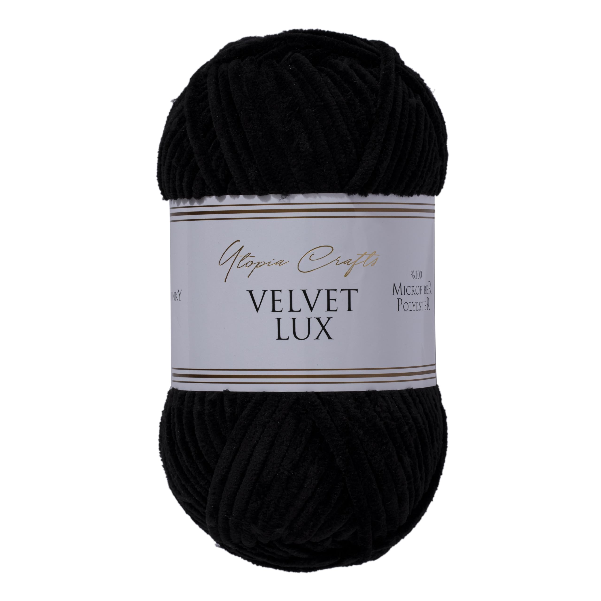 Utopia Crafts Velvet Lux Chenille Super Soft Thick Yarn for Knitting and Crocheting, 100g - 110m (Black)