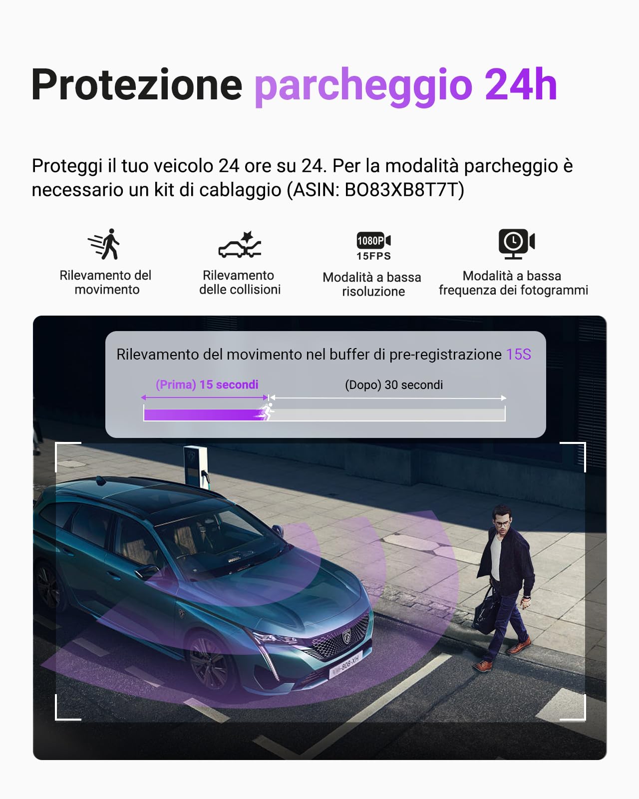 Vantrue S1 Pro Dash Cam anteriore STARVIS 2, 2.7K Mini Dash Camera per auto, ADAS, controllo app, GPS WiFi integrato, G-Sensor, registrazione in loop, visione notturna, modalità parcheggio 24h, 158°