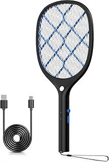 YISSVIC Electric Fly Swatter 4000V Bug Zapper Racket Rechargeable Mosquito Insect Fly Killer Electric 3 Layers Mesh with Type-C Cable for Indoor Outdoor