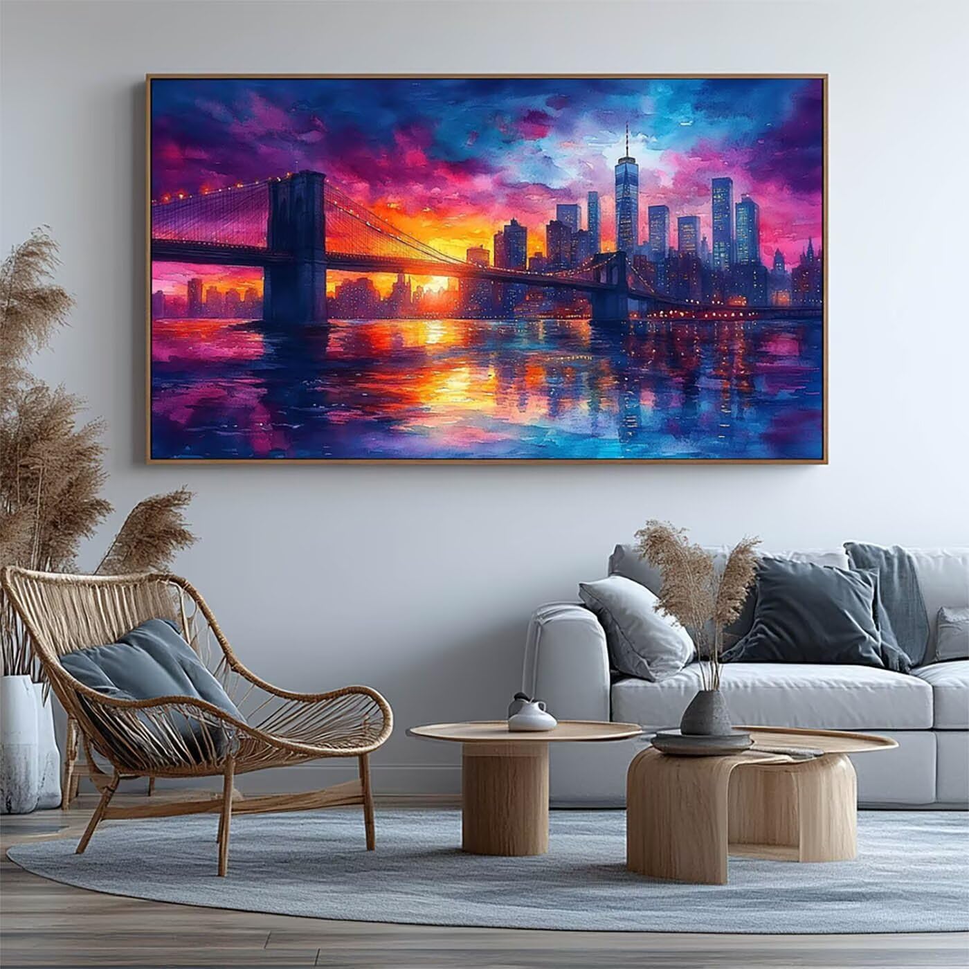 Abstrakcyjne malowanie diamentowe, malowanie diamentami według numerów Brooklyn Bridge, kryształowa sztuka diamentowa, malowanie numerowane 120 x 60 cm, zestaw do haftu krzyżykowego do dekoracji domu