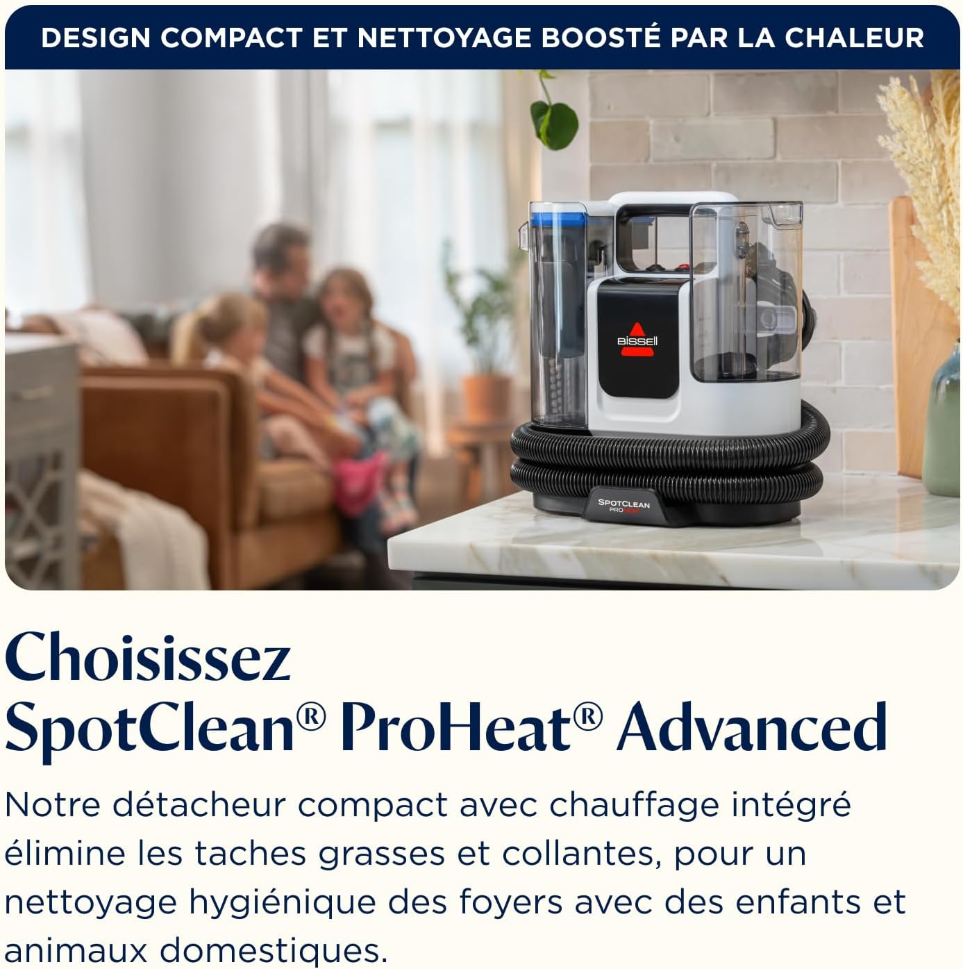 BISSELL SpotClean ProHeat Advanced, Shampouineuse, Shampouineuse Canapé Compact Multi-surfaces, Nettoyeur Canapé Tissu Moteur 1125W, Triple Nettoyage taches tenaces, Filaire, 3924N — vue 13