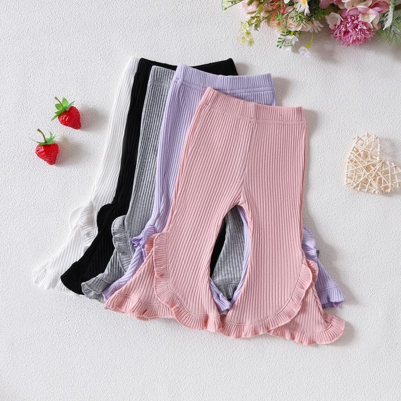5 Pack Toddler Girl Pants Baby Girl Solid Ribbed Pants Toddler Girls Bottoms Leggings Newborn Cotton Jogger - Image 4