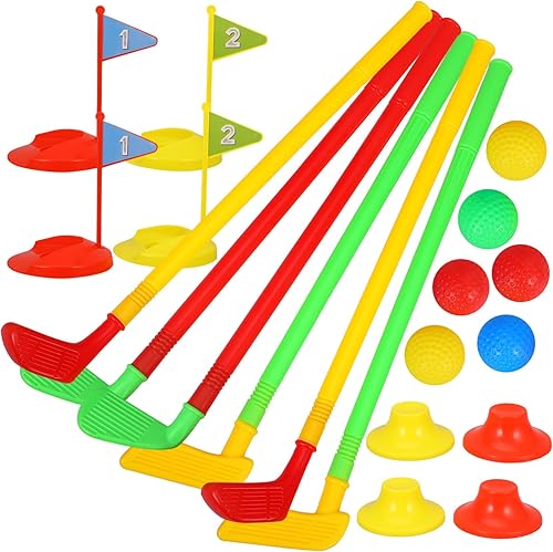 KICHOUSE Juego de 2 juegos de golf para niños y juguetes, trajes para interiores y exteriores, juego entre padres y niñas