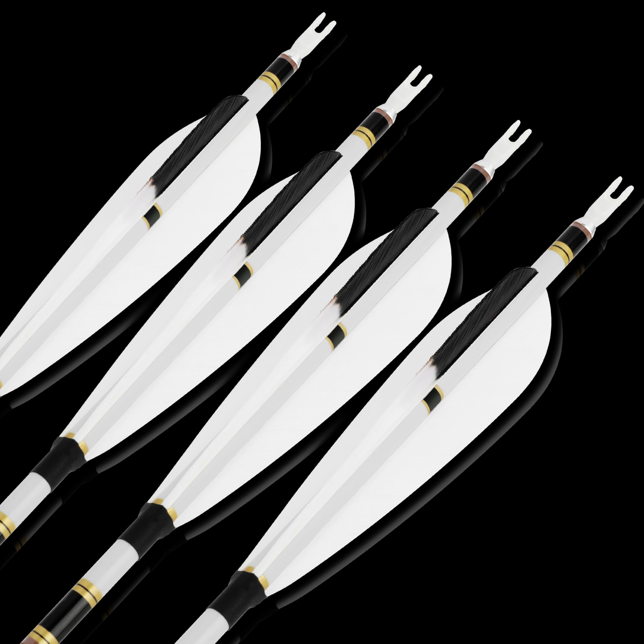 Flèches de Chasse 31 Pouces en Carbone Pur, Plume Naturelle 5 Pouces, Spine 250/300/350/400/500/600, flèches de tir pour Arc à poulies, Arc Classique et Arc Traditionnel